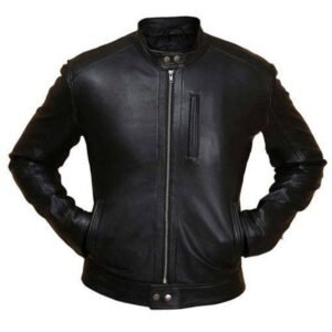 Men's Black Bike Hunt Real Sheepskin Leather Jacket
